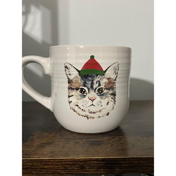 CLASSIC BELLE MAISON “MY BEST FRIEND HAS WHISKERS” Santa Cat Ceramic Coffee Mug - Picture 1 of 3